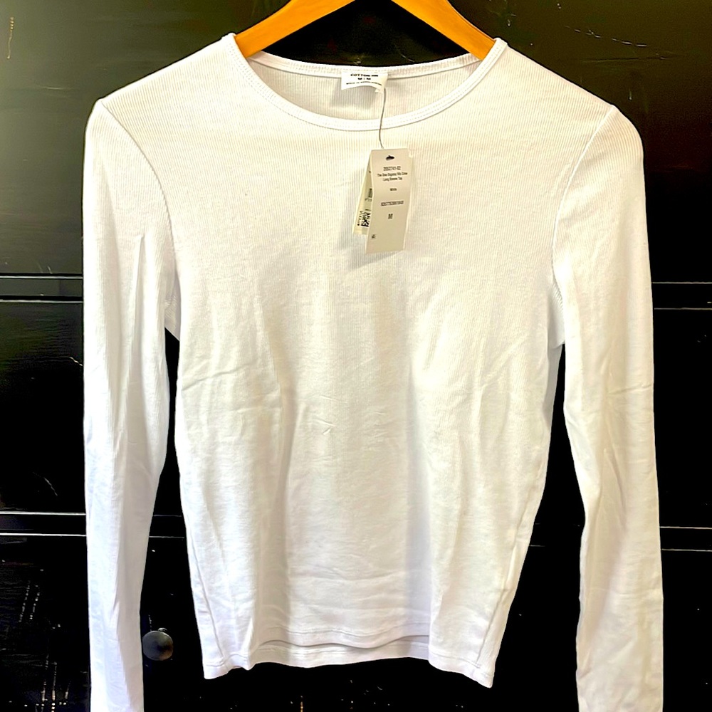 Cotton-On ribbed white long sleeve shirt